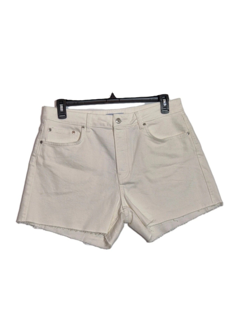 ANTONIO MELANI Women's Shorts Size 14 White Denim Raw Hem Fly Bottom 61